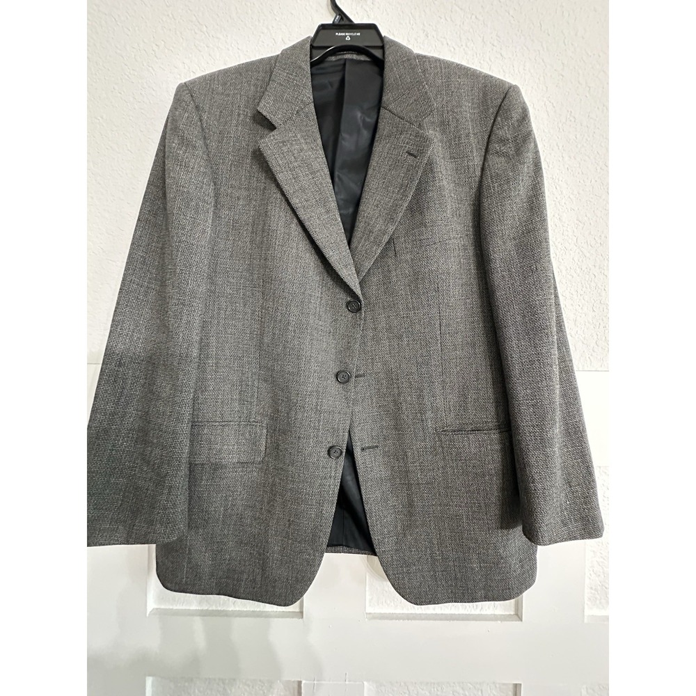 Yves Saint Laurent 100% Worsted Wool Blazer Suit Coat Mens 42 42L Gray